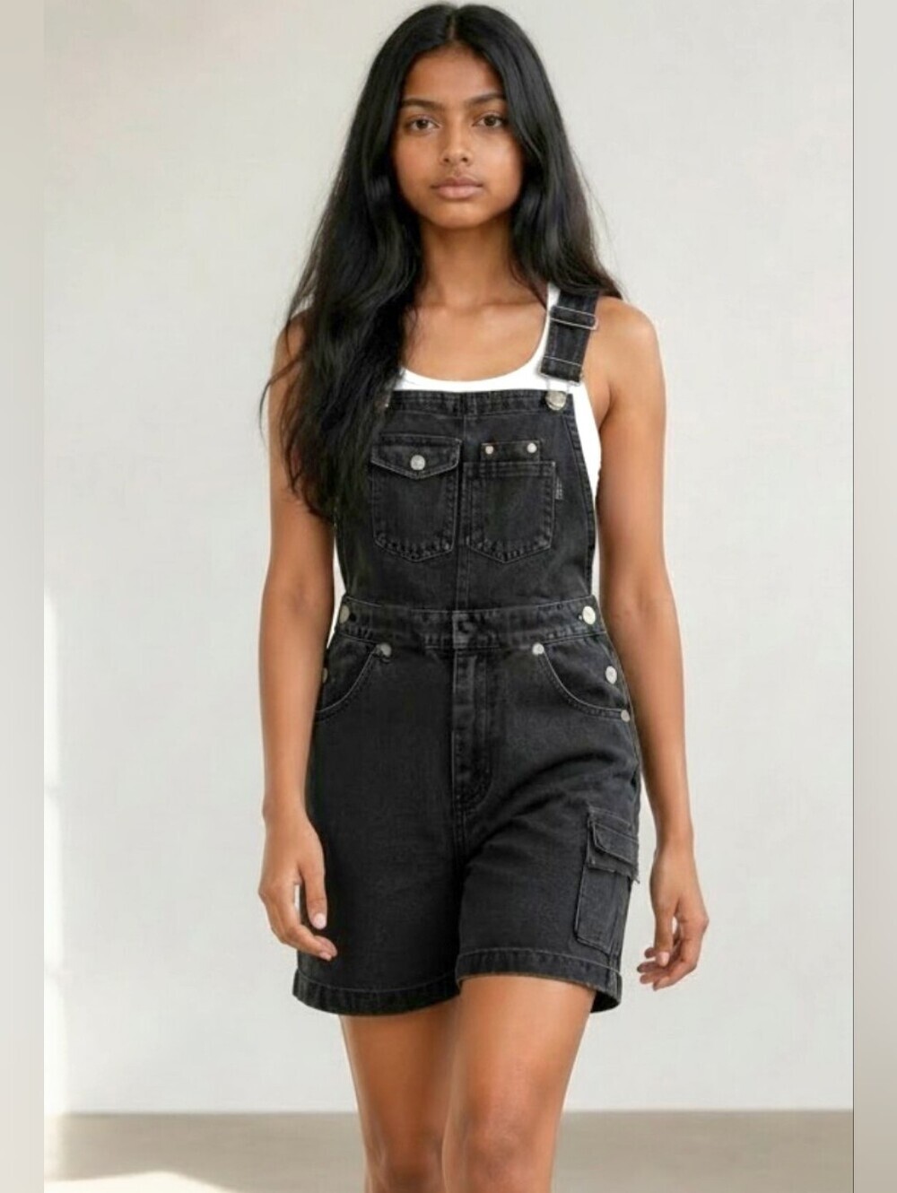 Vintage Y2K Ocean Basics Minnie Mouse Gray Denim Shortalls Kids Size 36